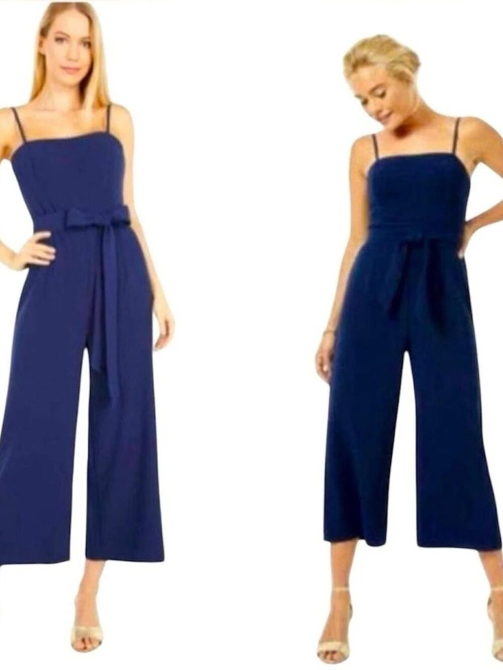 Lilly Pulitzer Womens Sandra Navy Jumpsuit Wide Leg Cropped Size 4 NWT** Flawed